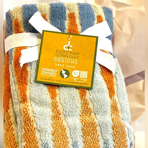 Deborah Connolly Mid Century Modern striped Hand Towels 2/Set - Picture 1 of 3
